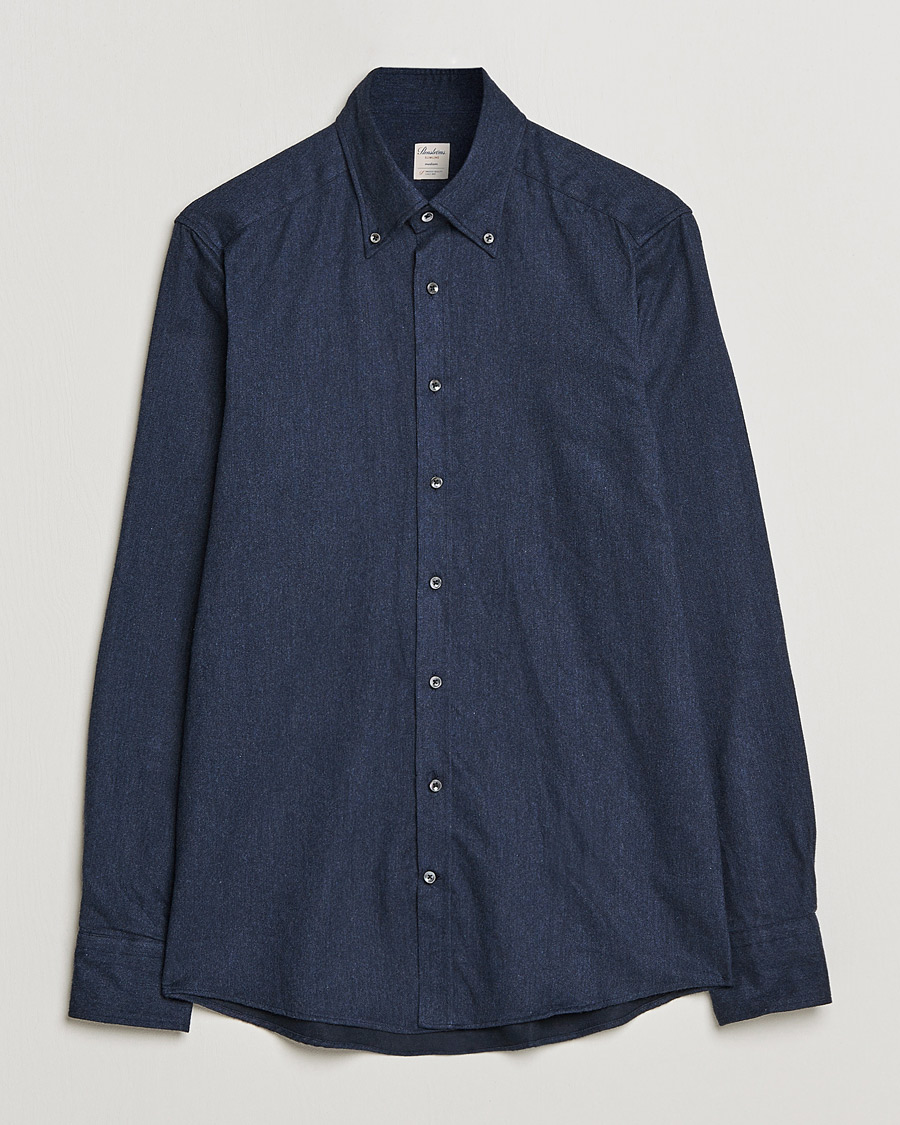 Hombres | Camisas | Stenströms | Slimline Flannel Shirt Navy
