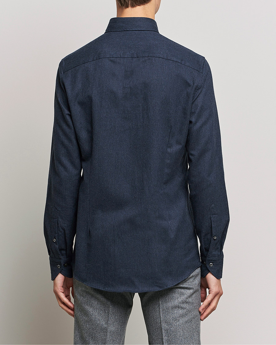 Hombres | Camisas | Stenströms | Slimline Flannel Shirt Navy
