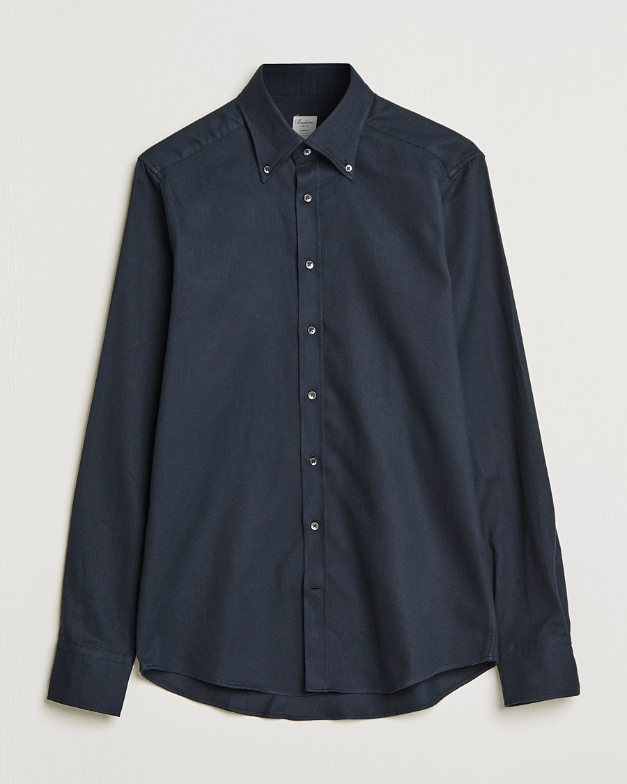 Hombres | Camisas | Stenströms | Slimline Flannel Shirt Black