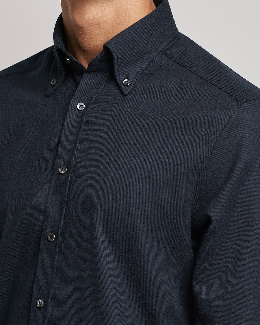 Hombres | Camisas | Stenströms | Slimline Flannel Shirt Black