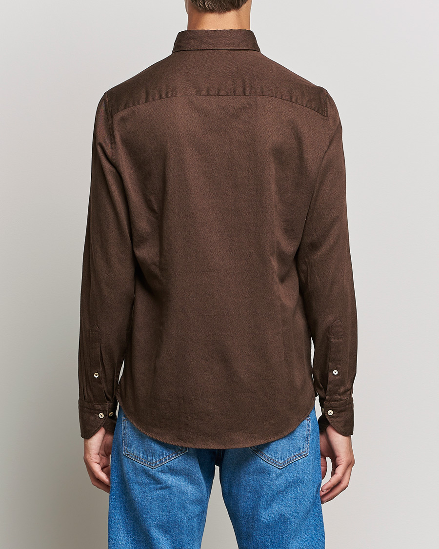 Hombres | Camisas | Stenströms | Slimline Button Down Printed Oxford Shirt Brown