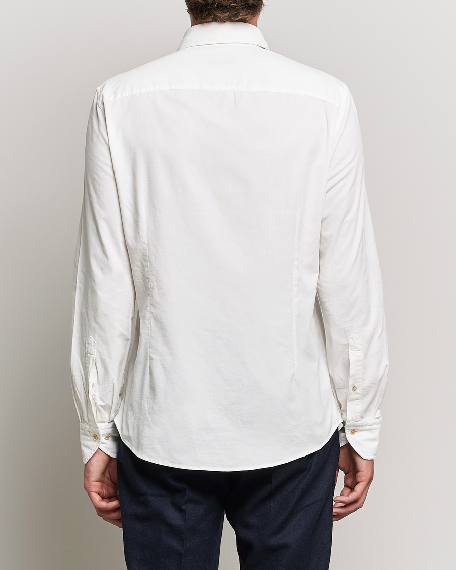 Hombres | Camisas | Stenströms | Slimline Washed Cut Away Corduroy Shirt White