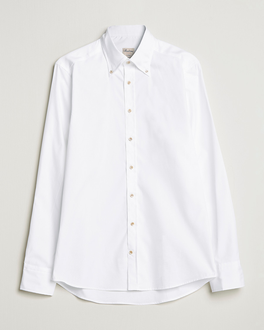 Hombres | Camisas | Stenströms | Slimline Button Down Pinpoint Oxford Shirt White
