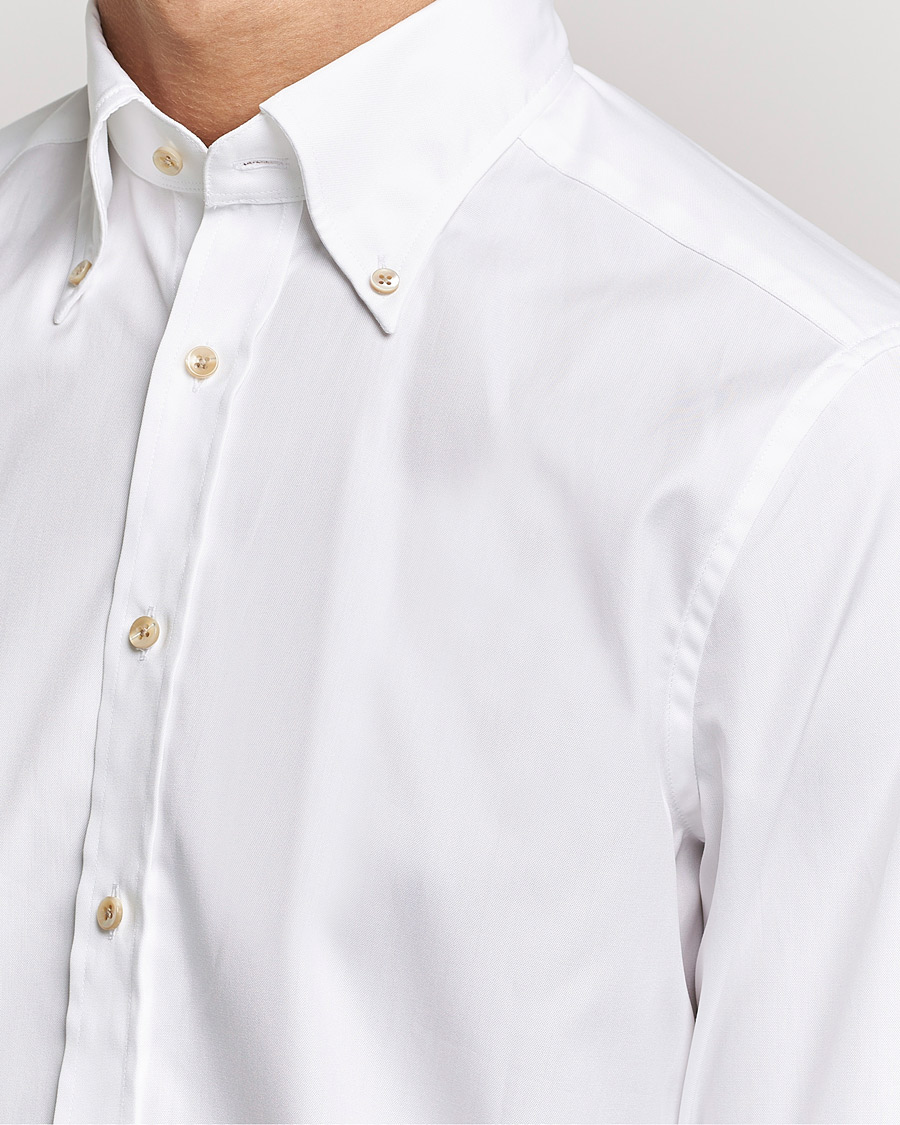 Hombres | Camisas | Stenströms | Slimline Button Down Pinpoint Oxford Shirt White