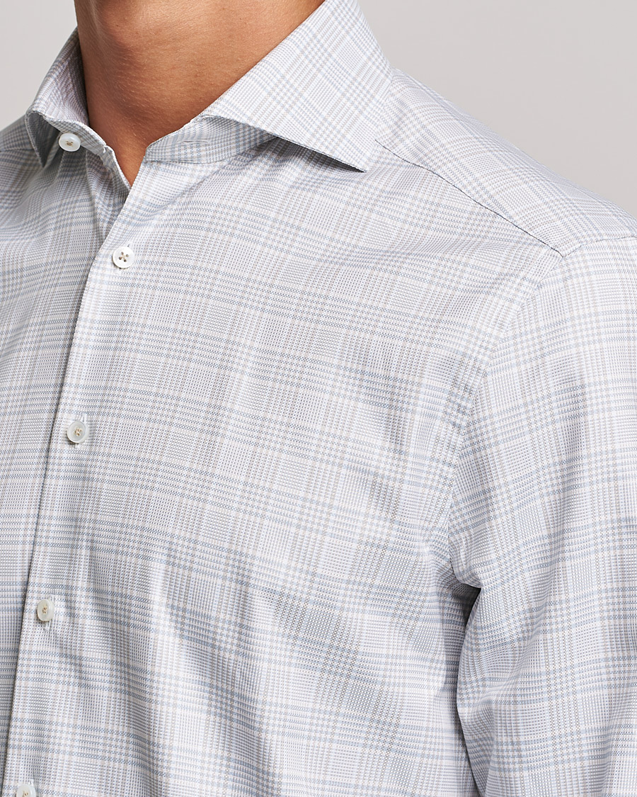 Hombres | Camisas | Stenströms | Slimline Cut Away Checked Shirt Green