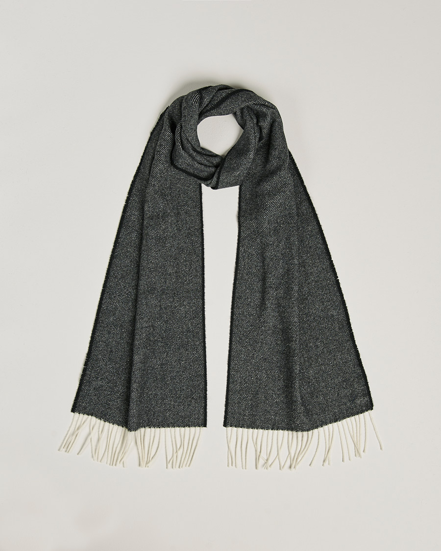 Hombres | Stenströms Herringbone Wool Scarf Charcoal Grey | Stenströms | Herringbone Wool Scarf Charcoal Grey