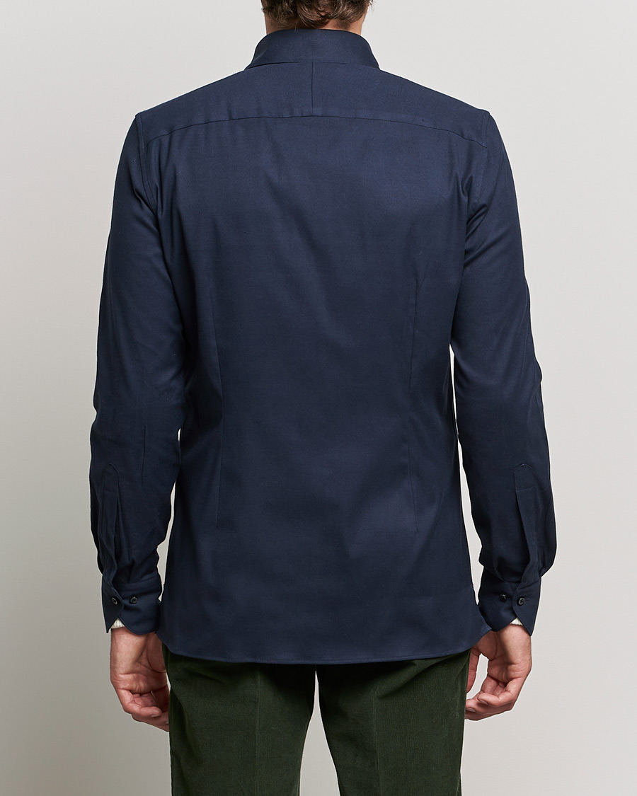 Hombres | Camisas | Stenströms | 1899 Slimline Stretch Twill Overshirt Navy