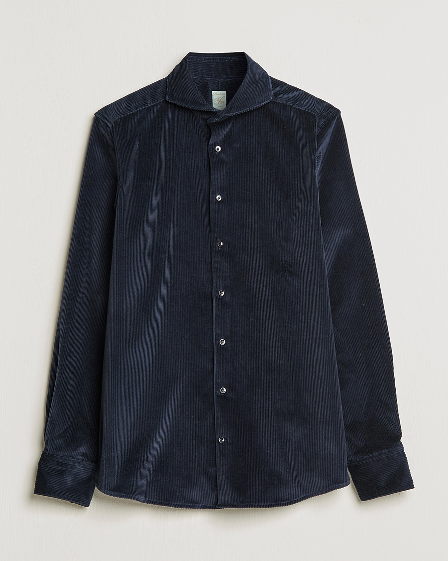 Hombres | Camisas | Stenströms | 1899 Slimline Sea Island Corduroy Shirt Navy