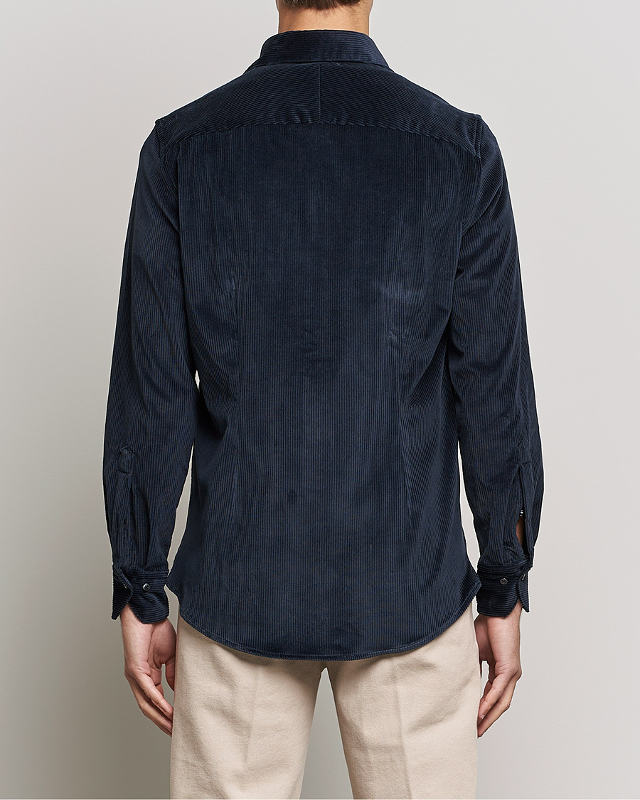 Hombres | Camisas | Stenströms | 1899 Slimline Sea Island Corduroy Shirt Navy
