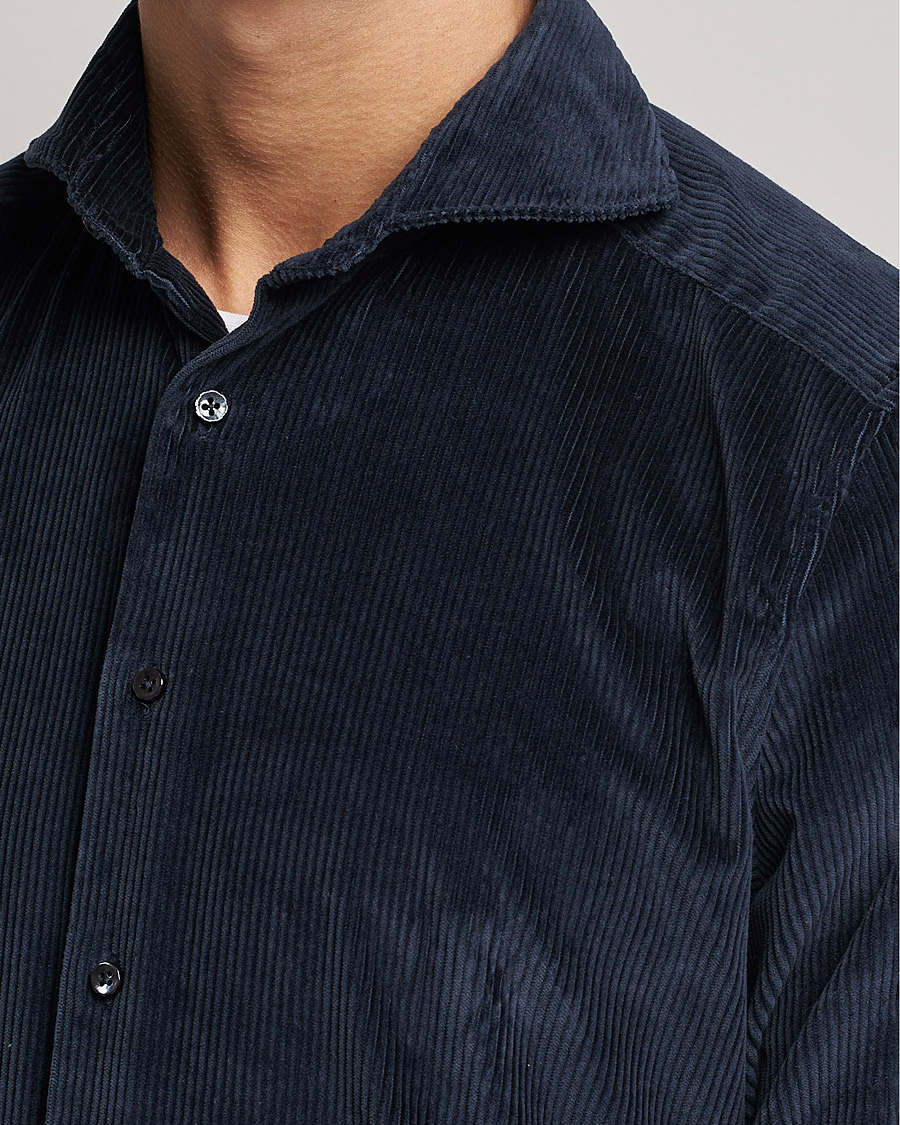 Hombres | Camisas | Stenströms | 1899 Slimline Sea Island Corduroy Shirt Navy