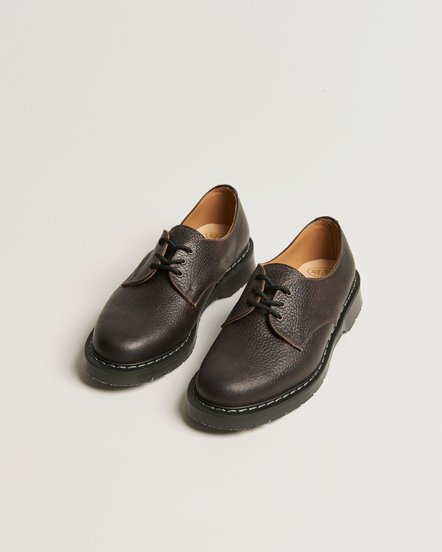 Hombres | Solovair 3 Eye Gibson Shoe Dark Brown Grain | Solovair | 3 Eye Gibson Shoe Dark Brown Grain