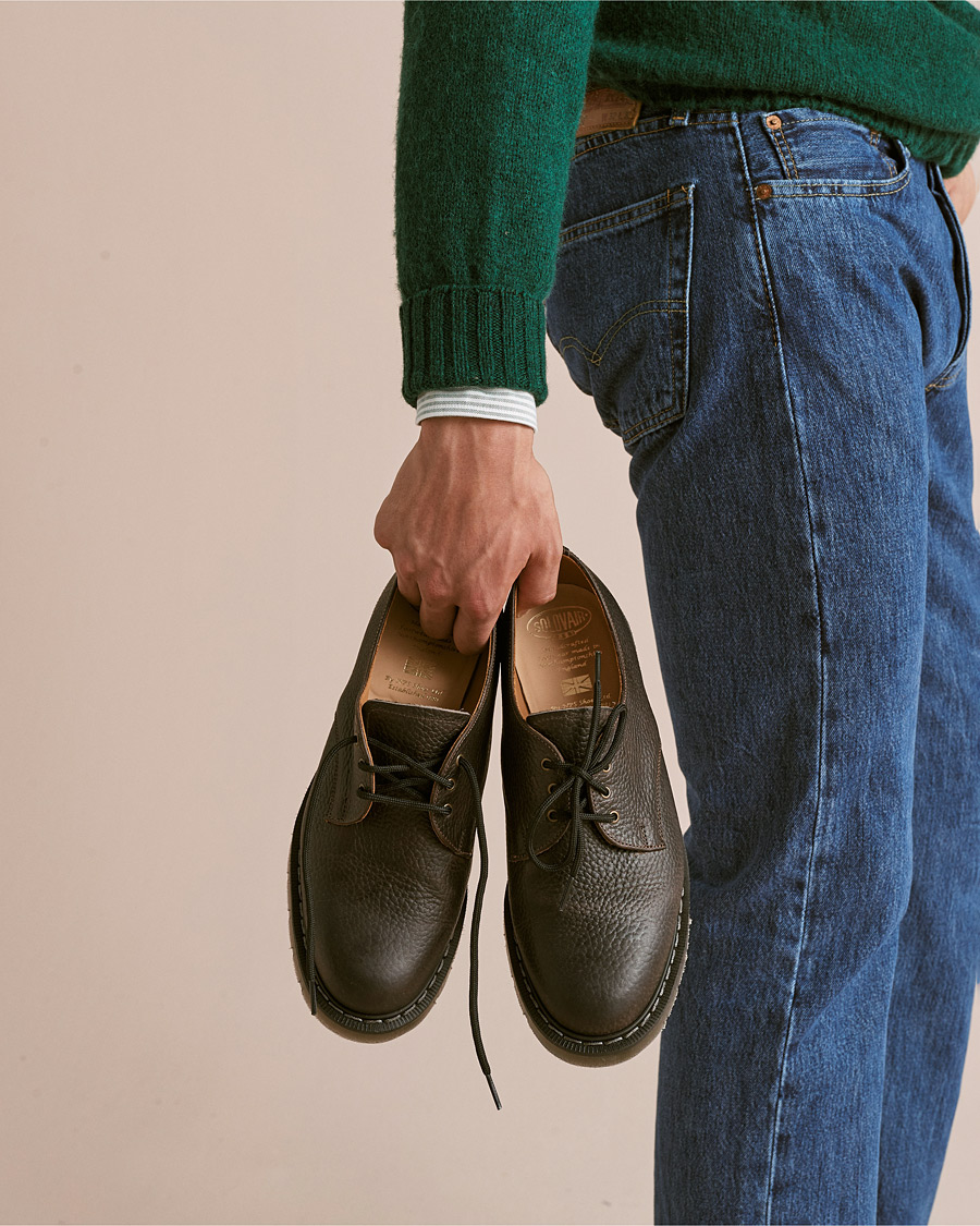 Hombres | Solovair 3 Eye Gibson Shoe Dark Brown Grain | Solovair | 3 Eye Gibson Shoe Dark Brown Grain