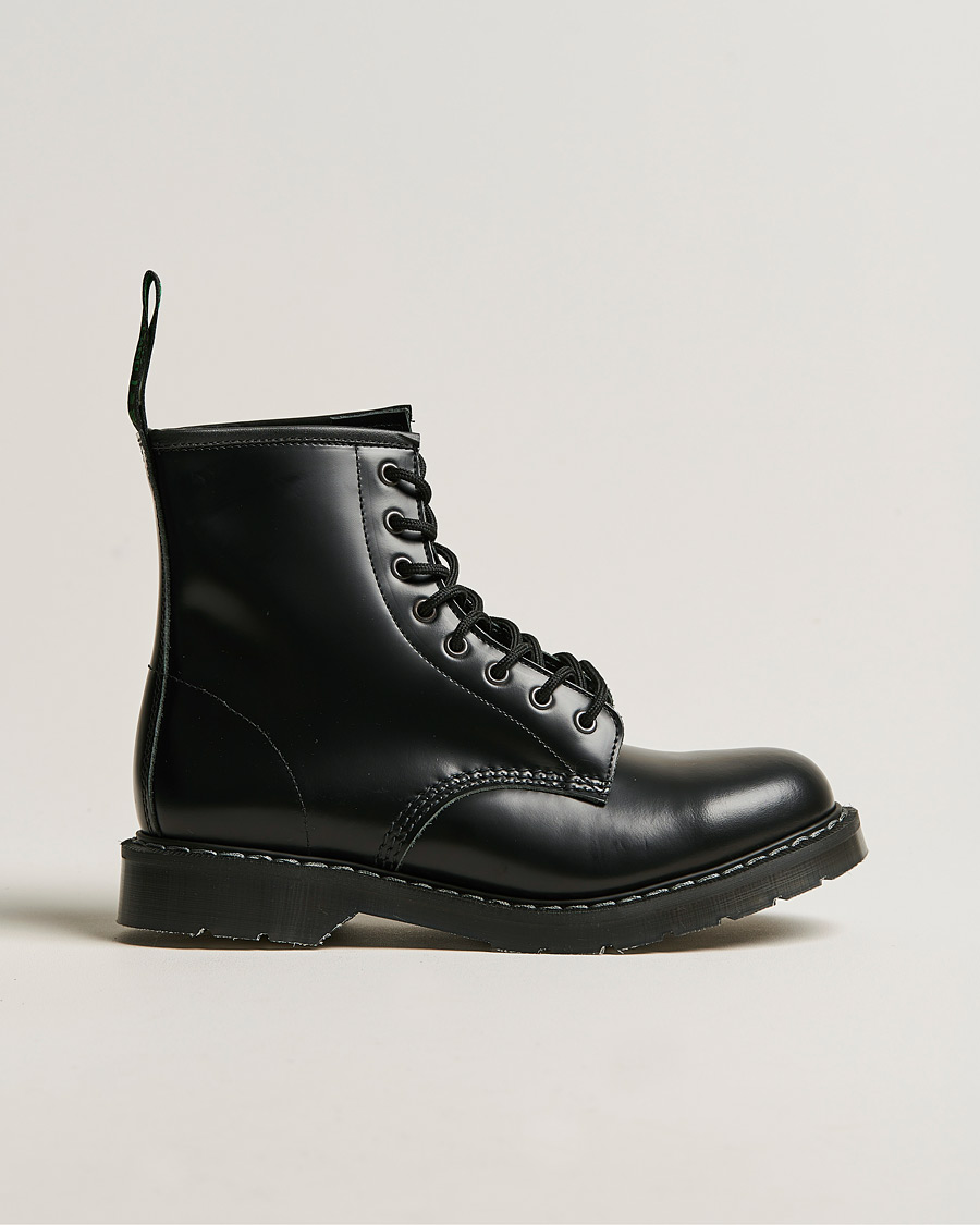 Hombres | Botas | Solovair | 8 Eye Derby Boot Black Shine