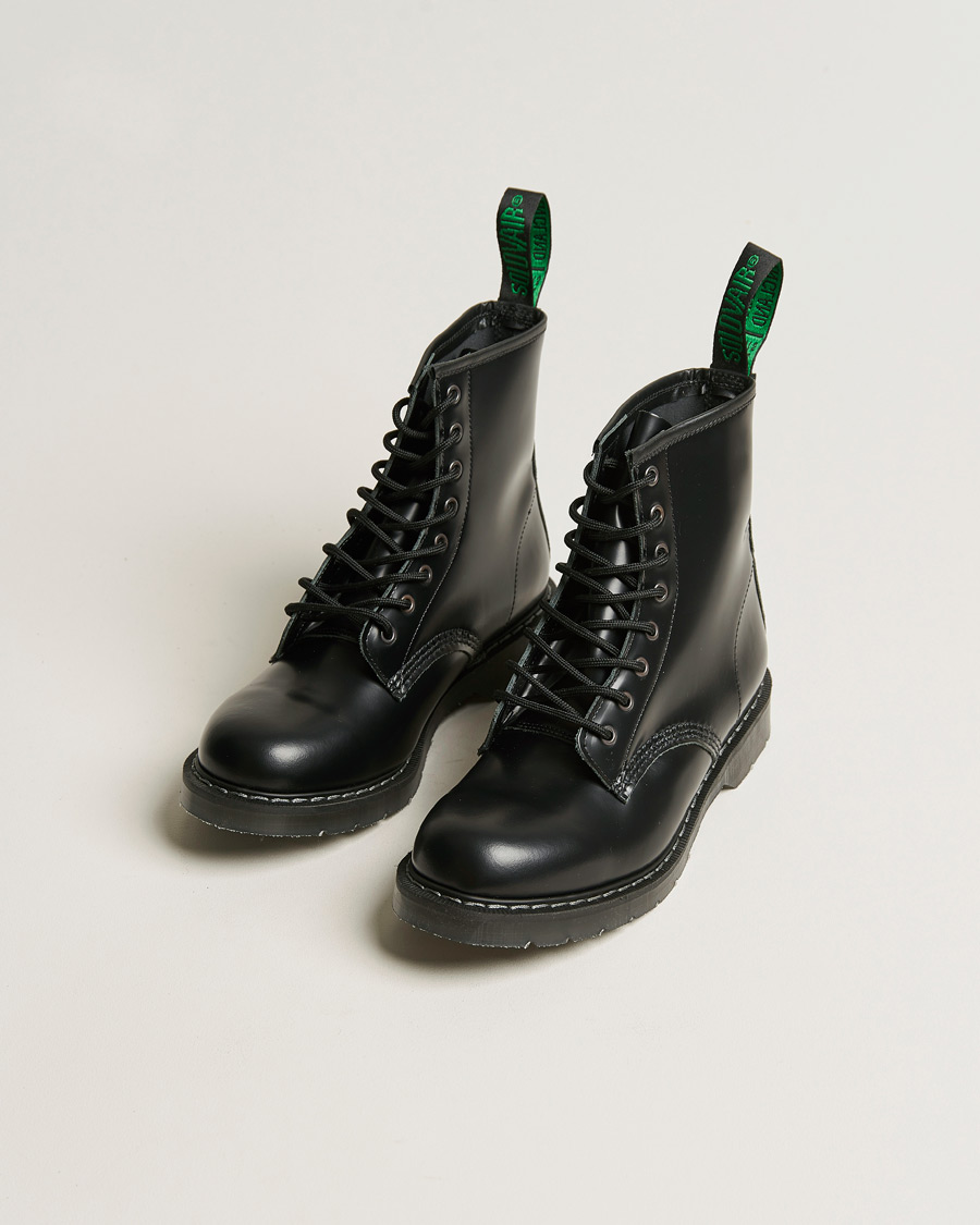 Hombres | Botas | Solovair | 8 Eye Derby Boot Black Shine
