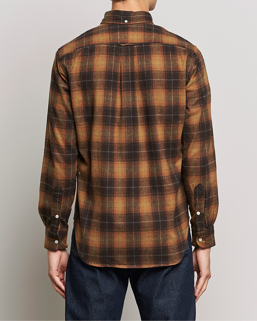 Hombres | Camisas | Gitman Vintage | Button Down Shaggy Flannel Shirt Brown Check