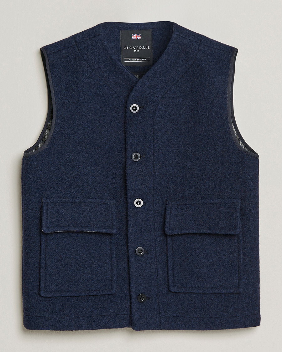 Hombres | Abrigos y chaquetas | Gloverall | Roger Double Face Gilet Navy/Brown