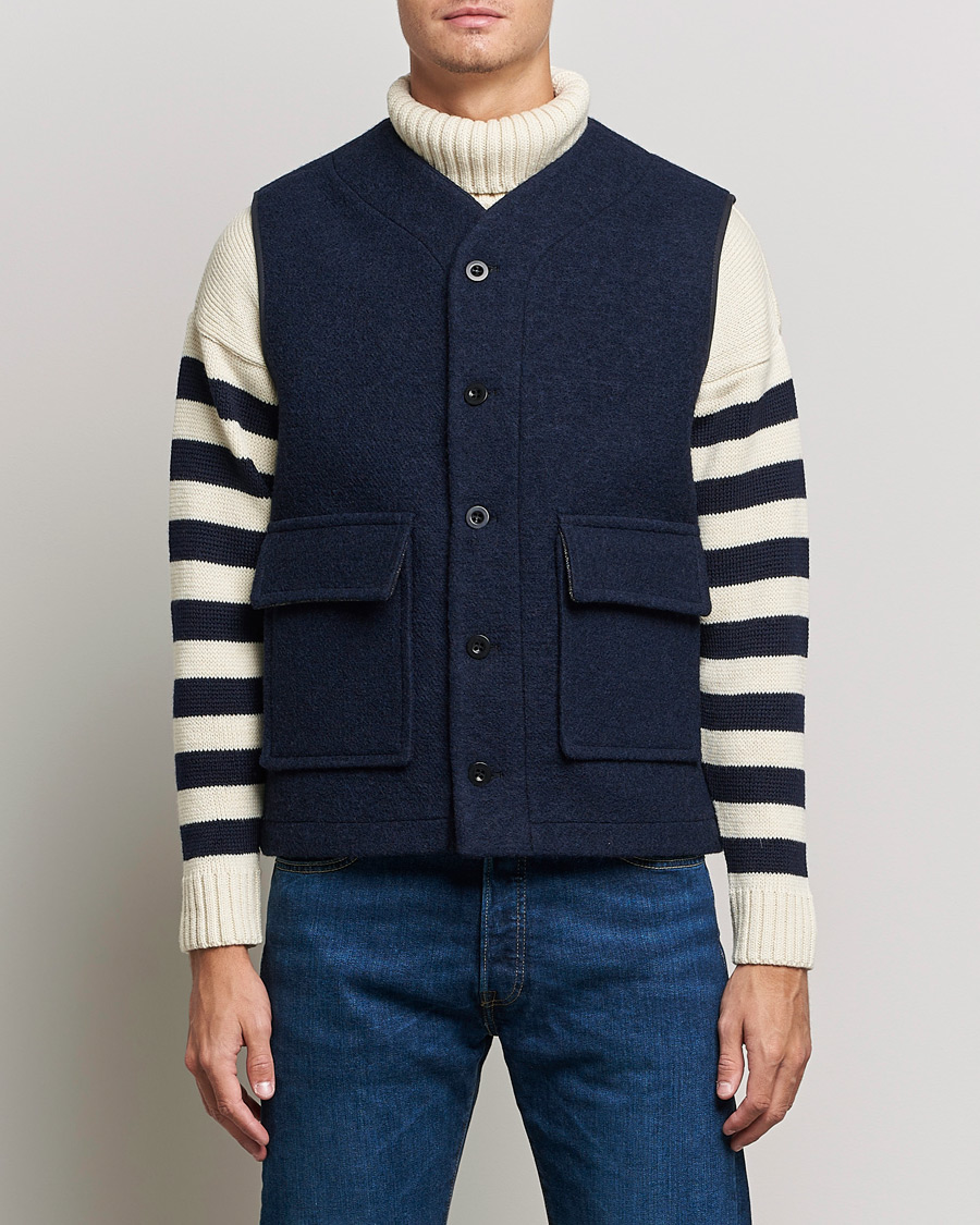 Hombres | Abrigos y chaquetas | Gloverall | Roger Double Face Gilet Navy/Brown