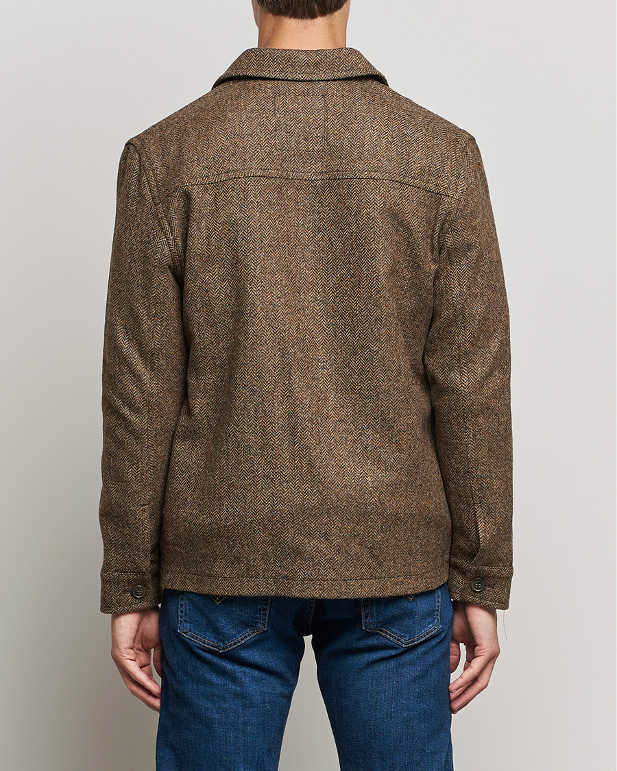 Hombres | Abrigos y chaquetas | Gloverall | Walter Herringbone Wool Shirt Jacket Tan