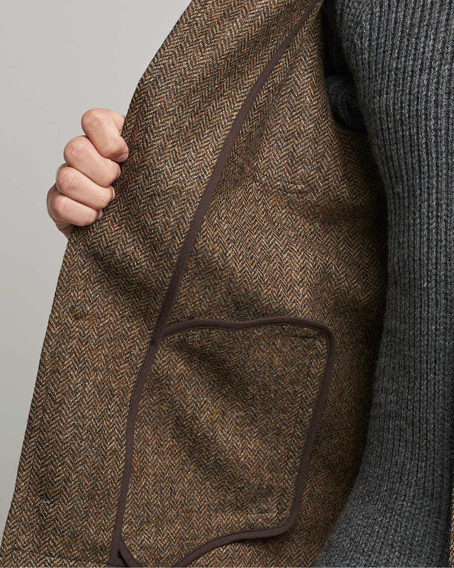 Hombres | Abrigos y chaquetas | Gloverall | Walter Herringbone Wool Shirt Jacket Tan