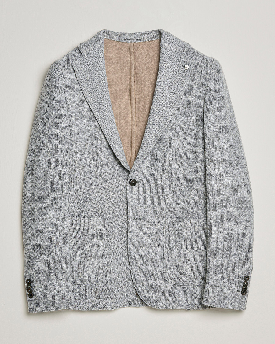 Hombres | Blazers | L.B.M. 1911 | Punto Knitted Wool Structure Blazer Grey
