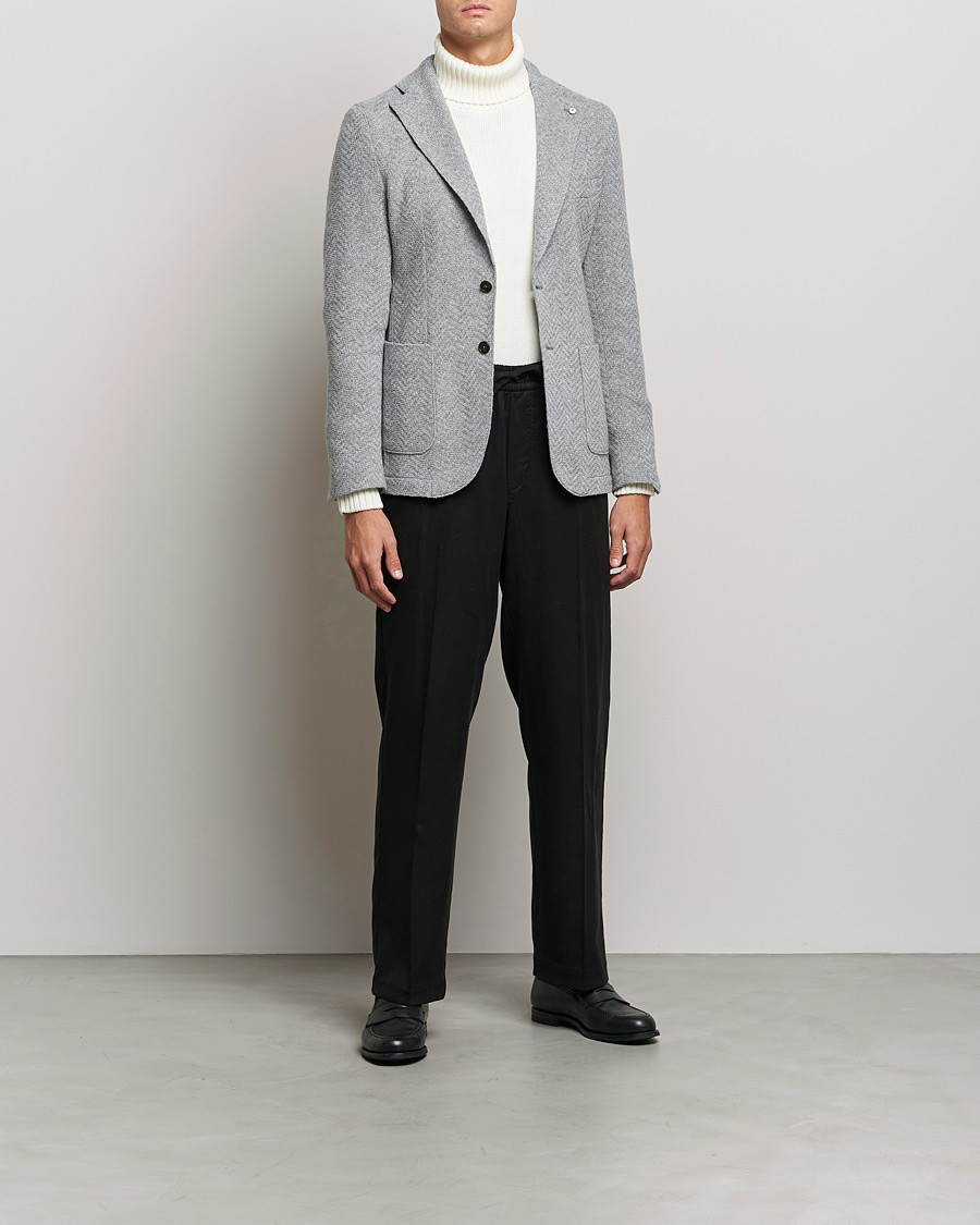 Hombres | Blazers | L.B.M. 1911 | Punto Knitted Wool Structure Blazer Grey