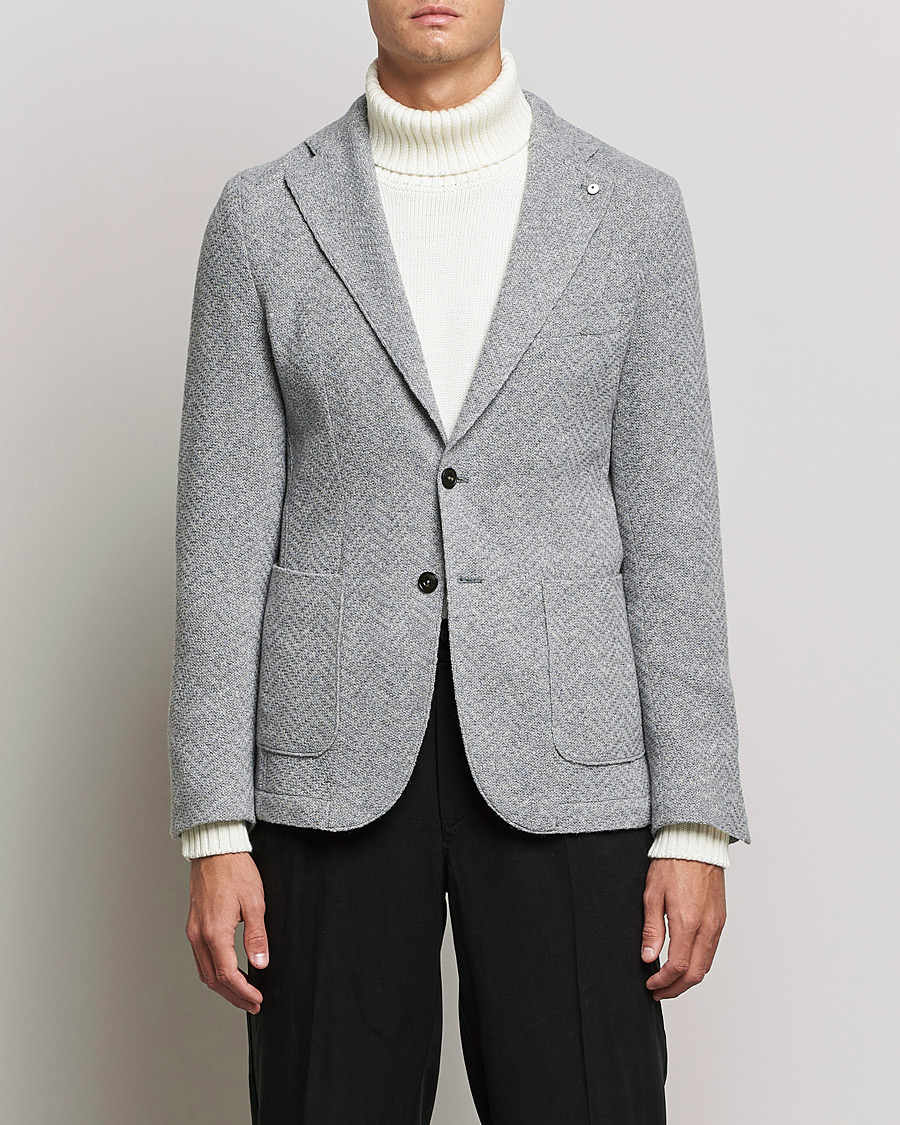 Hombres | Blazers | L.B.M. 1911 | Punto Knitted Wool Structure Blazer Grey