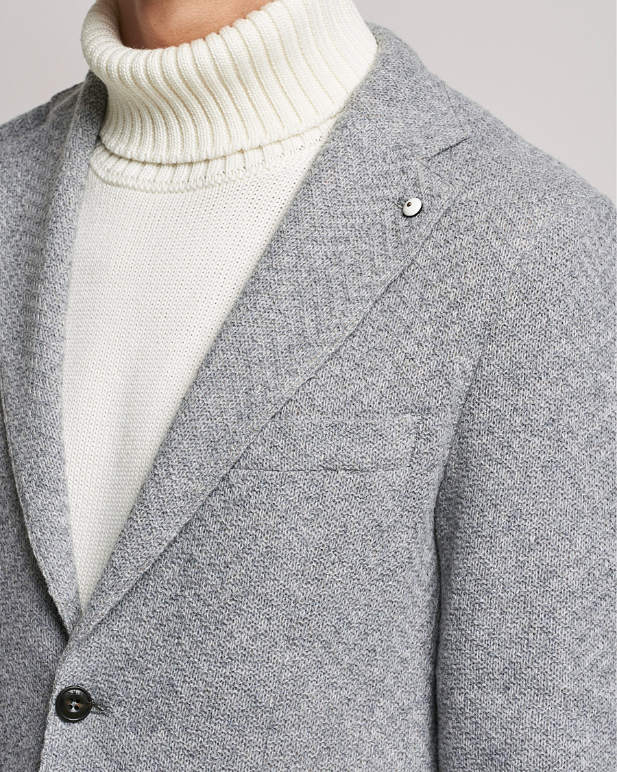 Hombres | Blazers | L.B.M. 1911 | Punto Knitted Wool Structure Blazer Grey
