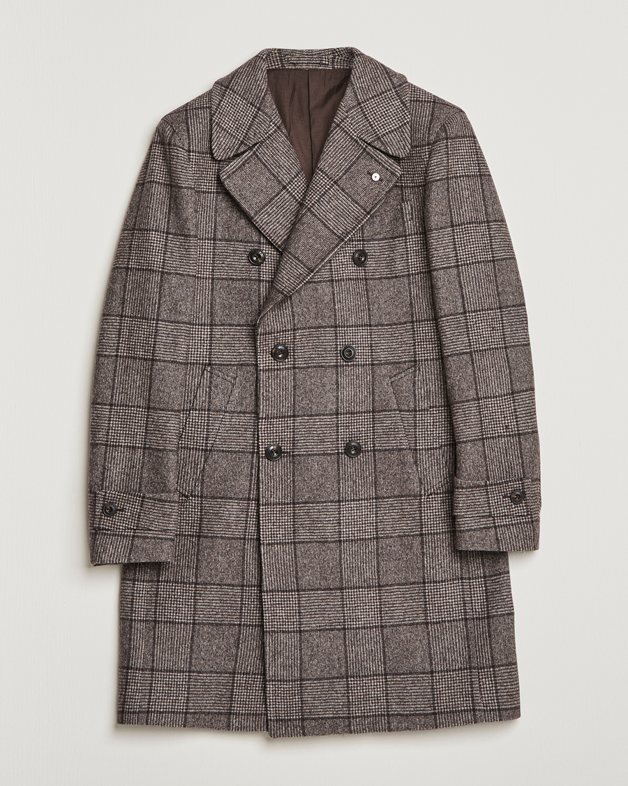 Hombres | Abrigos y chaquetas | L.B.M. 1911 | Double Breasted Checked Wool Coat Brown