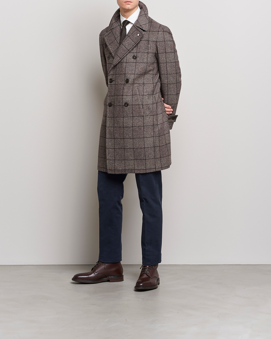 Hombres | Abrigos y chaquetas | L.B.M. 1911 | Double Breasted Checked Wool Coat Brown