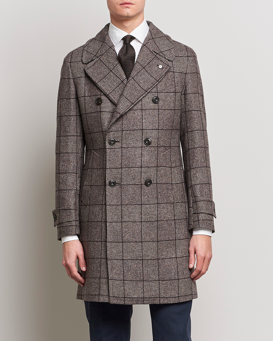 Hombres | Abrigos y chaquetas | L.B.M. 1911 | Double Breasted Checked Wool Coat Brown