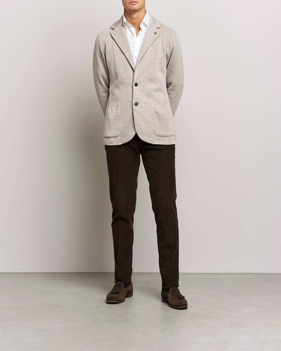 Hombres | Blazers | Lardini | Knitted Wool Blazer Beige