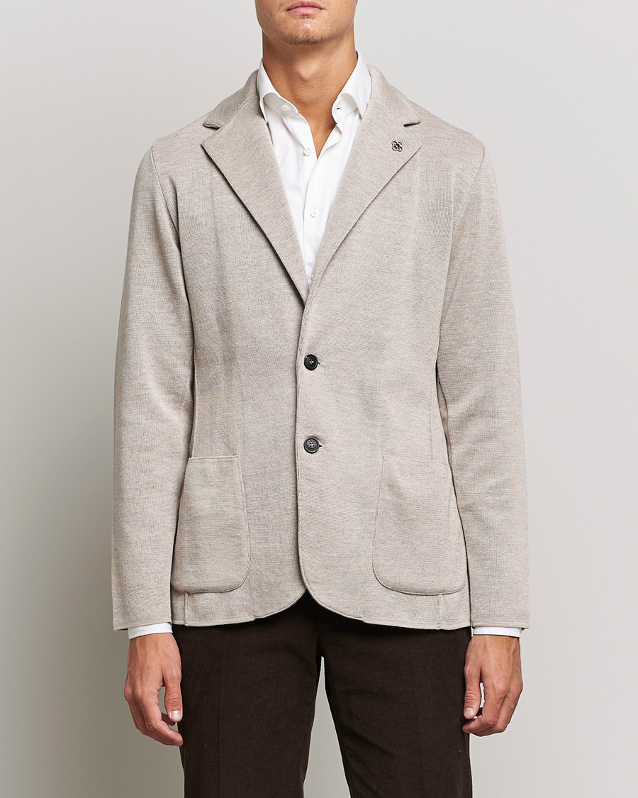Hombres | Blazers | Lardini | Knitted Wool Blazer Beige