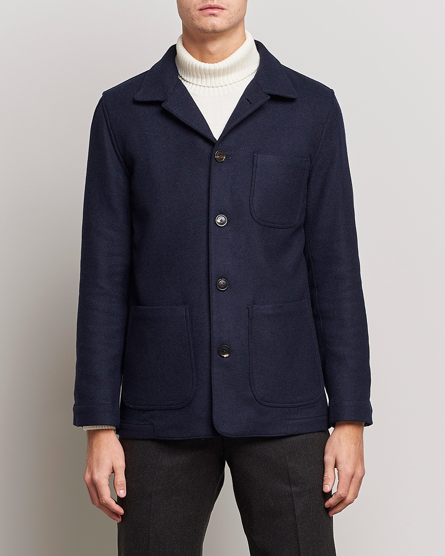 Hombres | Camisas | Lardini | Wool/Cashmere Shirt Jacket Navy