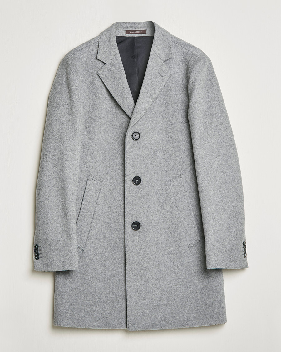 Hombres | Abrigos y chaquetas | Oscar Jacobson | Storvik Wool/Cashmere Coat Light Grey
