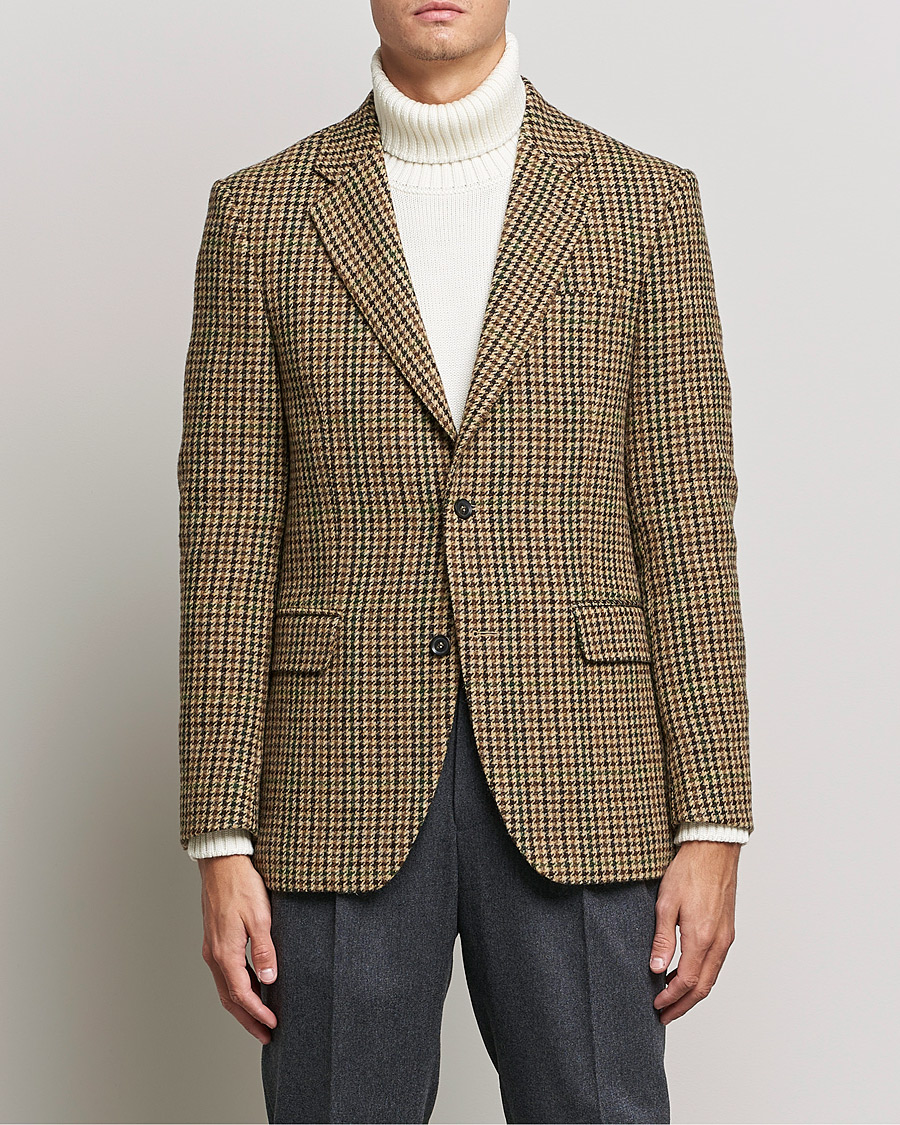 Hombres | Blazers | Oscar Jacobson | Freeman Moon Houndstooth Tweed Blazer Beige