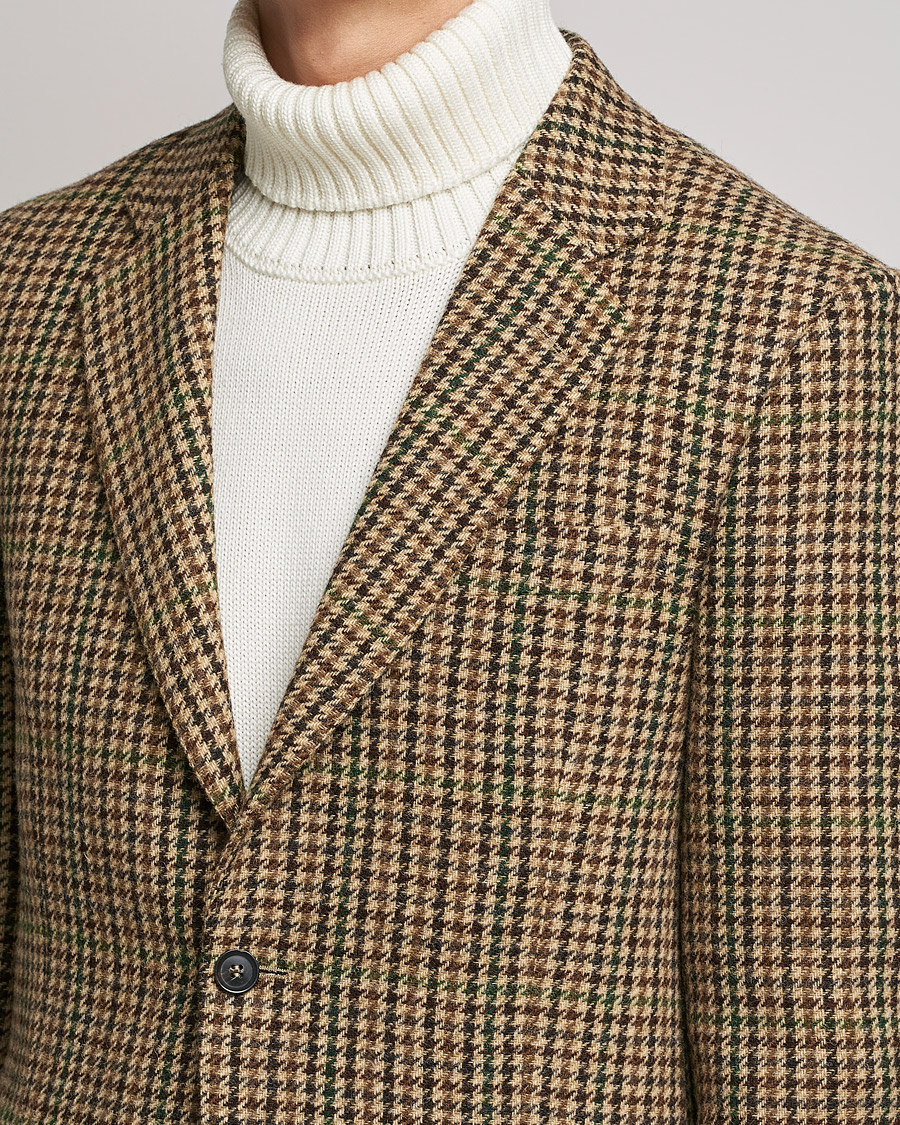 Hombres | Blazers | Oscar Jacobson | Freeman Moon Houndstooth Tweed Blazer Beige