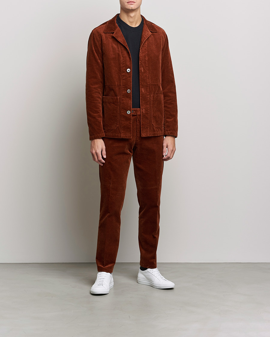 Hombres | Pantalones | Oscar Jacobson | Denz Corduroy Trousers Orange
