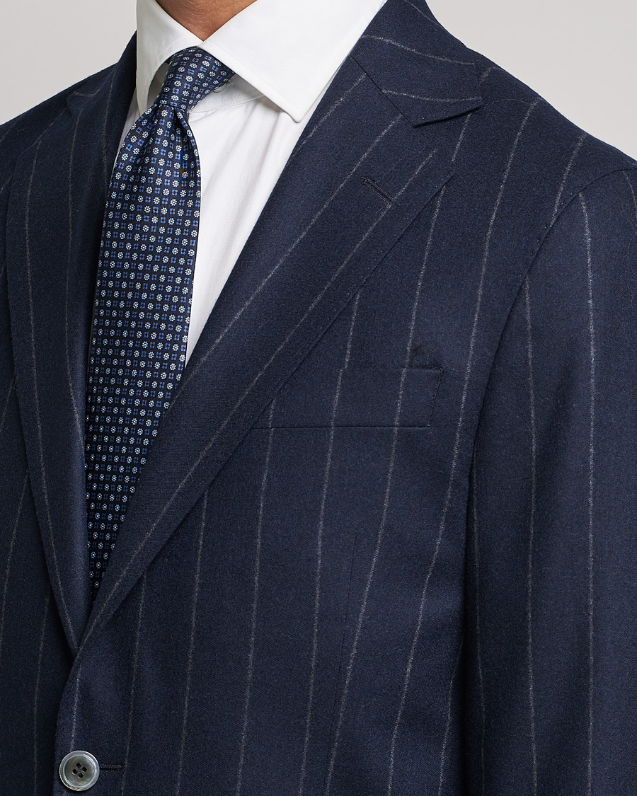 Hombres | Trajes | Oscar Jacobson | Ego Pinstripe Wool Flannel Suit Navy