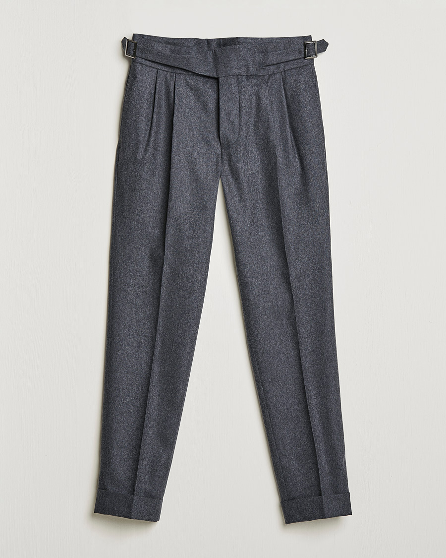 Hombres | Pantalones | Oscar Jacobson | Gurkha Flannel Trousers Charcoal