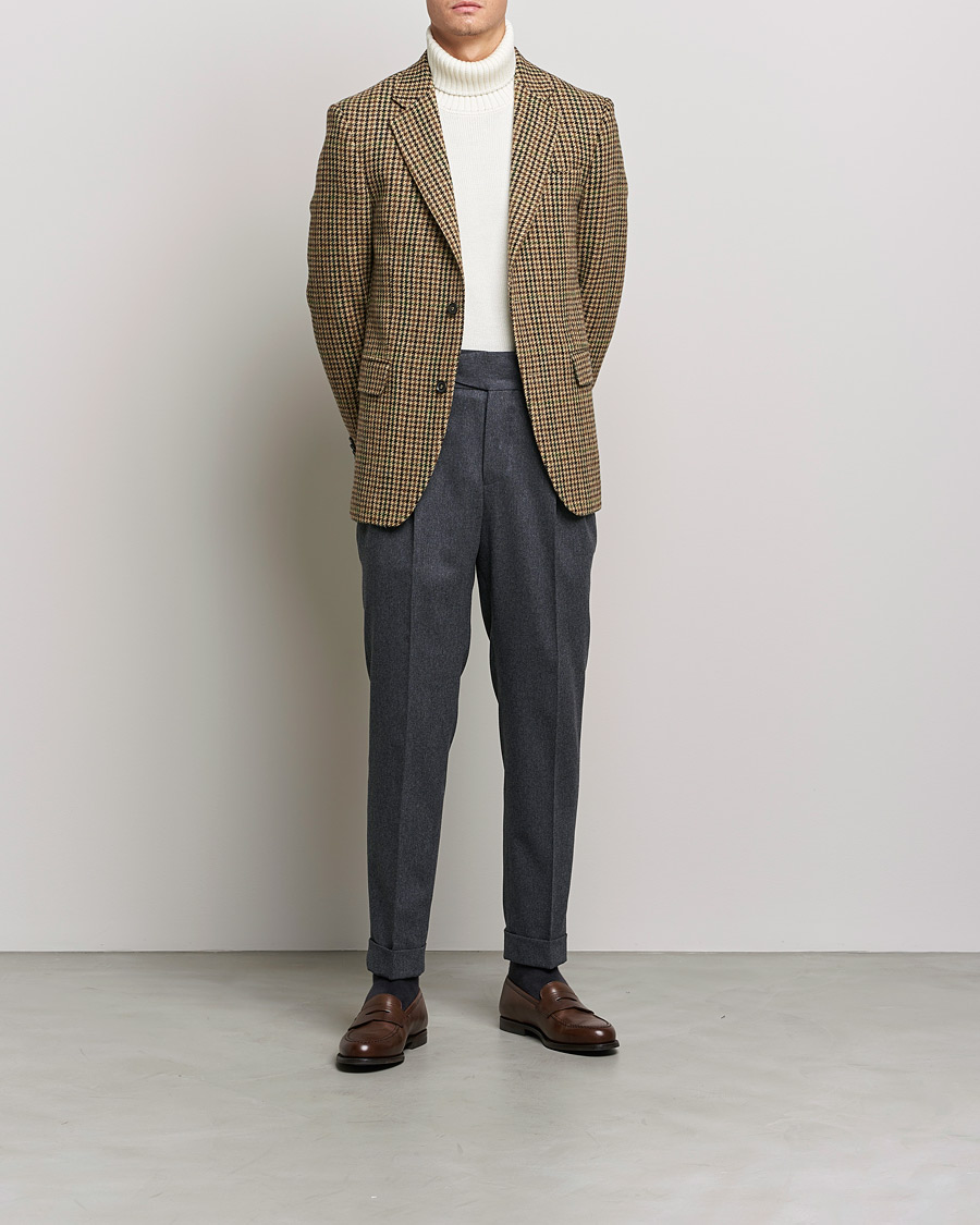 Hombres | Pantalones | Oscar Jacobson | Gurkha Flannel Trousers Charcoal