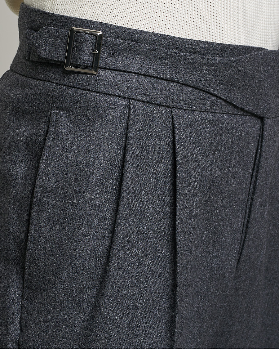 Hombres | Pantalones | Oscar Jacobson | Gurkha Flannel Trousers Charcoal