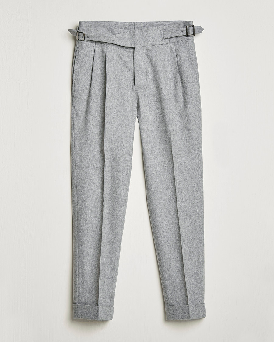 Hombres | Pantalones | Oscar Jacobson | Gurkha Flannel Trousers Light Grey
