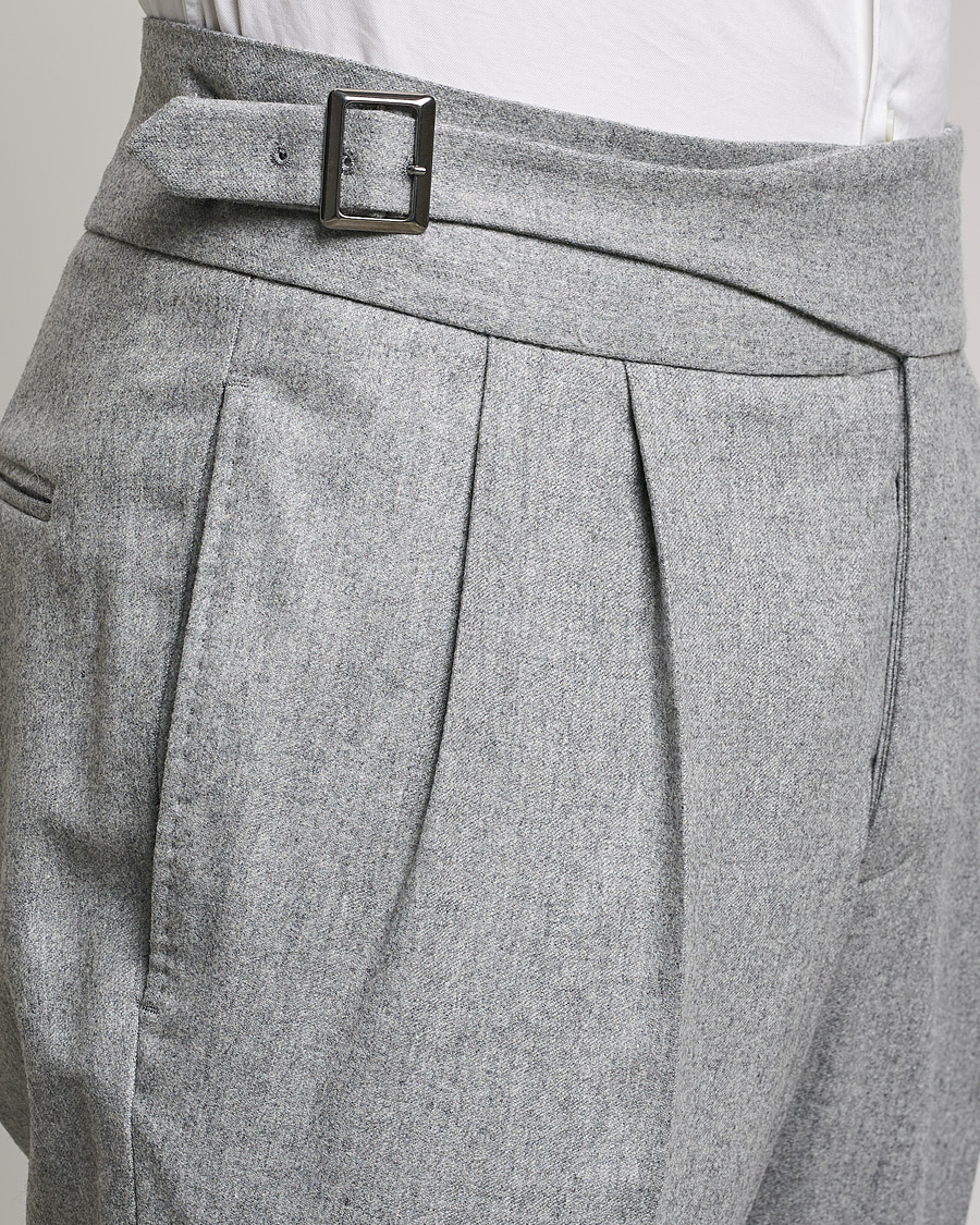 Hombres | Pantalones | Oscar Jacobson | Gurkha Flannel Trousers Light Grey