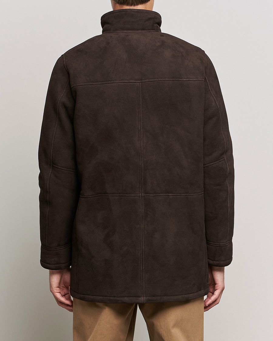 Hombres | Abrigos y chaquetas | Oscar Jacobson | Carling Sherling Suede Coat Dark Brown