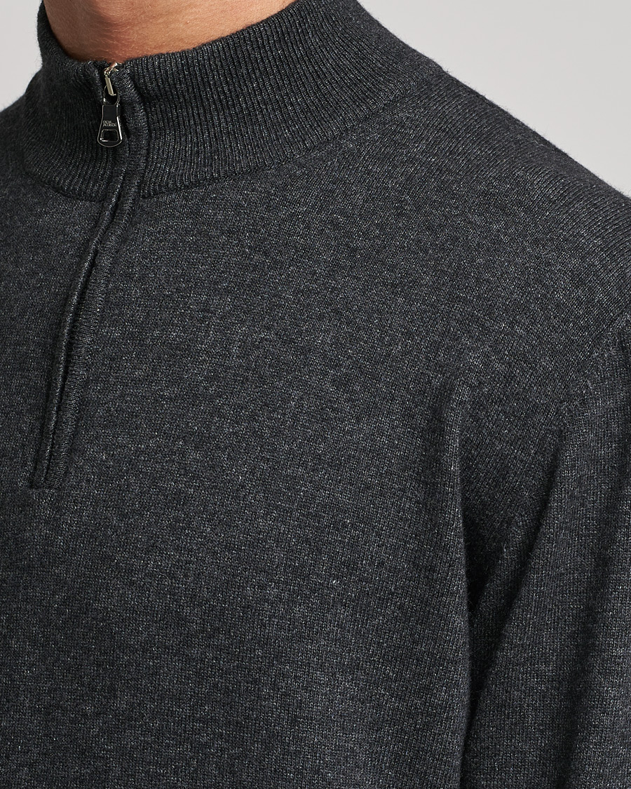Hombres | Jerséis y prendas de punto | Oscar Jacobson | Patton Wool/Cashmere Half Zip Charcoal