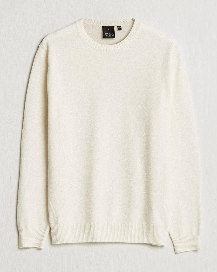 Hombres | Jerséis y prendas de punto | Oscar Jacobson | Valter Wool/Cashmere Round Neck Creme