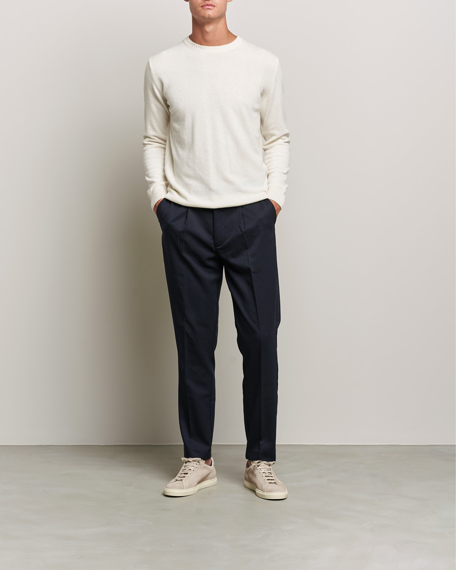 Hombres | Jerséis y prendas de punto | Oscar Jacobson | Valter Wool/Cashmere Round Neck Creme