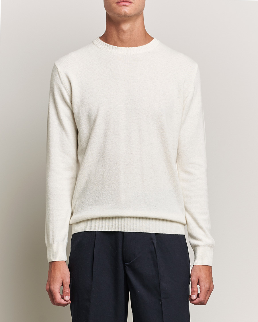 Hombres | Jerséis y prendas de punto | Oscar Jacobson | Valter Wool/Cashmere Round Neck Creme