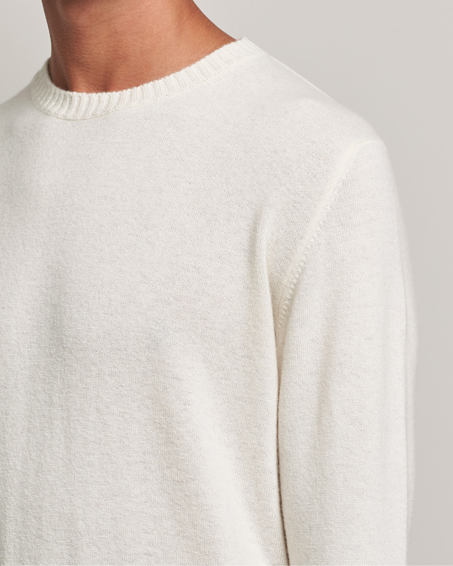 Hombres | Jerséis y prendas de punto | Oscar Jacobson | Valter Wool/Cashmere Round Neck Creme