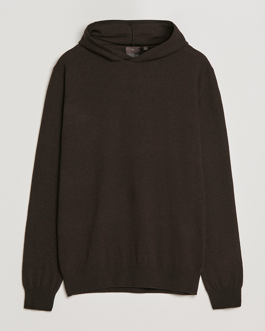 Hombres | Jerséis y prendas de punto | Oscar Jacobson | Pascal Wool/Cashmere Hoodie Brown